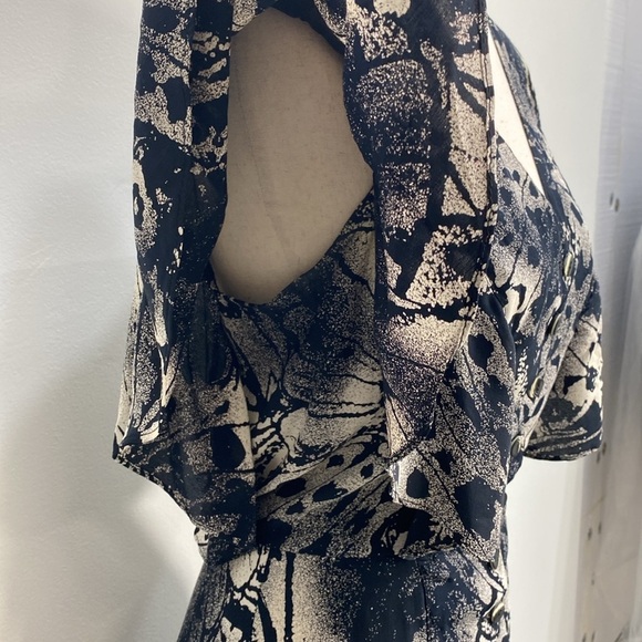 Vintage 80's Dress Flutter Sleeves Threes Company Style Women's 6 - Picture 8 of 14